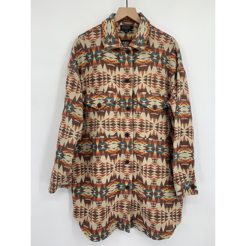 Pendleton Jacket Womens Large Colorful Southwestern Aztec Shacket Shirt Button